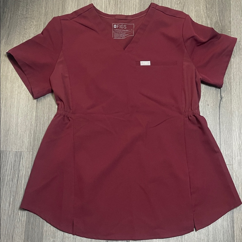 Figs Women's Maroon Short Sleeve Top